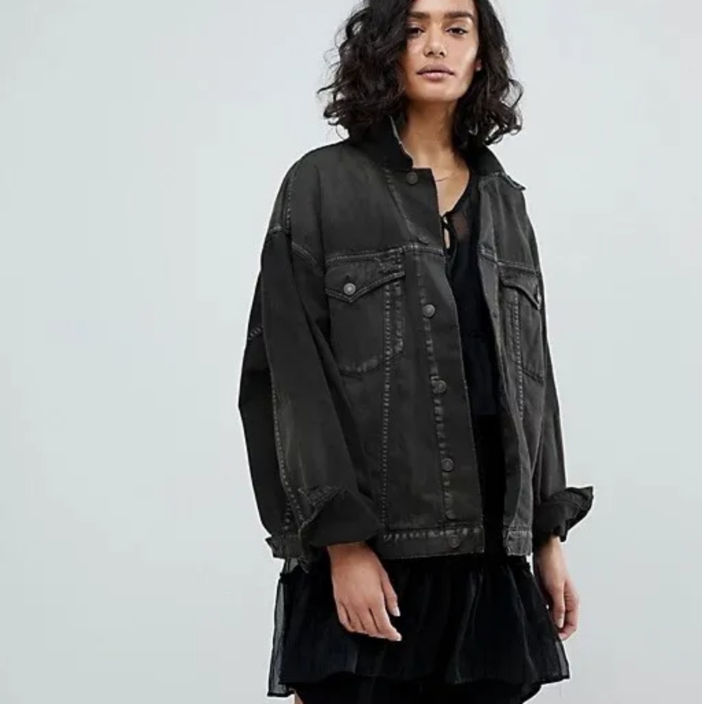 Free people acid wash denim jacket